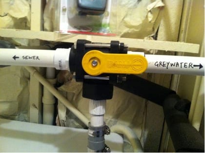 A clearly marked valve gives the homeowner control over water distribution.