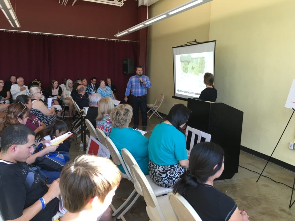 Team 2 presented the final design to a well-attended super neighborhood meeting. After the presentation, designers and an OAH board member fielded questions from community members to explain design decisions and the process of community involvement throughout the design phase.